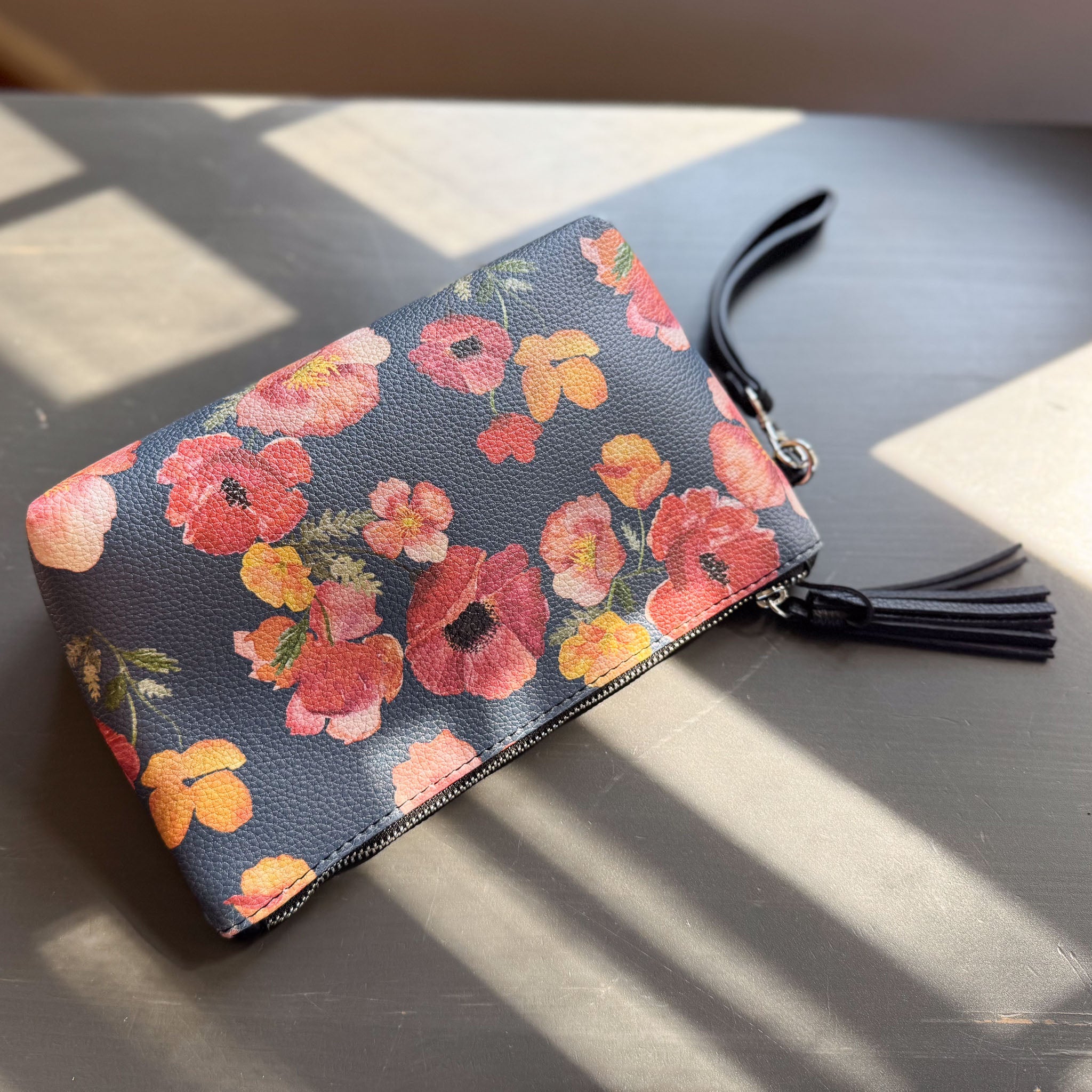 the ember poppies clutch collection in vegan leather