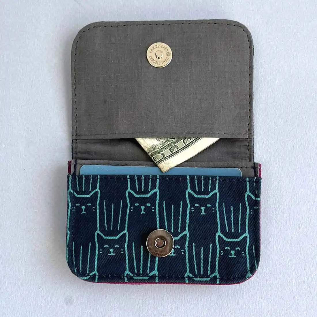 Cotton Canvas Cardholders - Cat Prints - Small Wallet