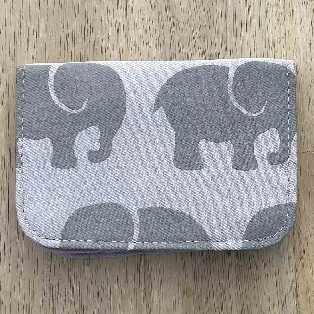 Cotton Card Holder - Elephant Prints