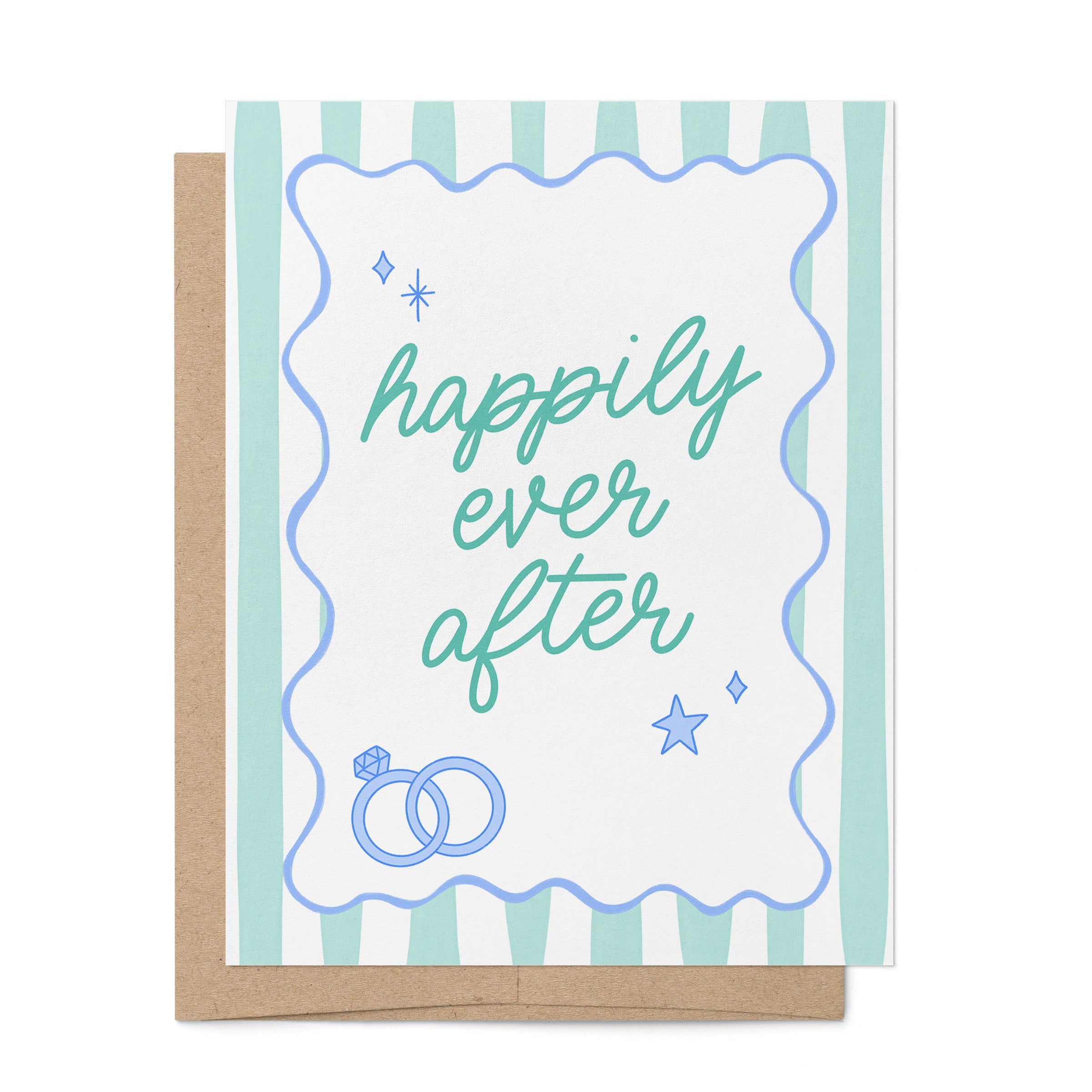 Happily Ever After wedding card styled — illustrated funny wedding card by MangoIllustrated