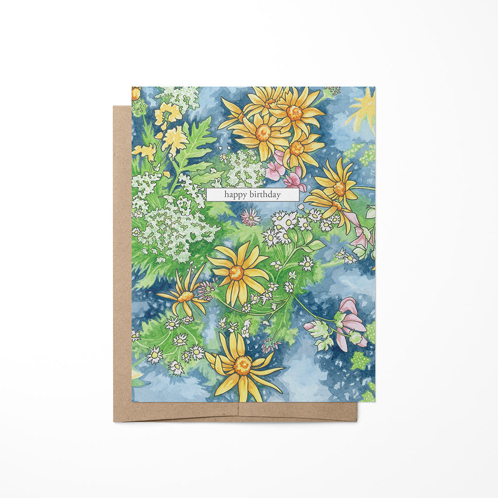 Greeting card featuring flowers pattern for birthday