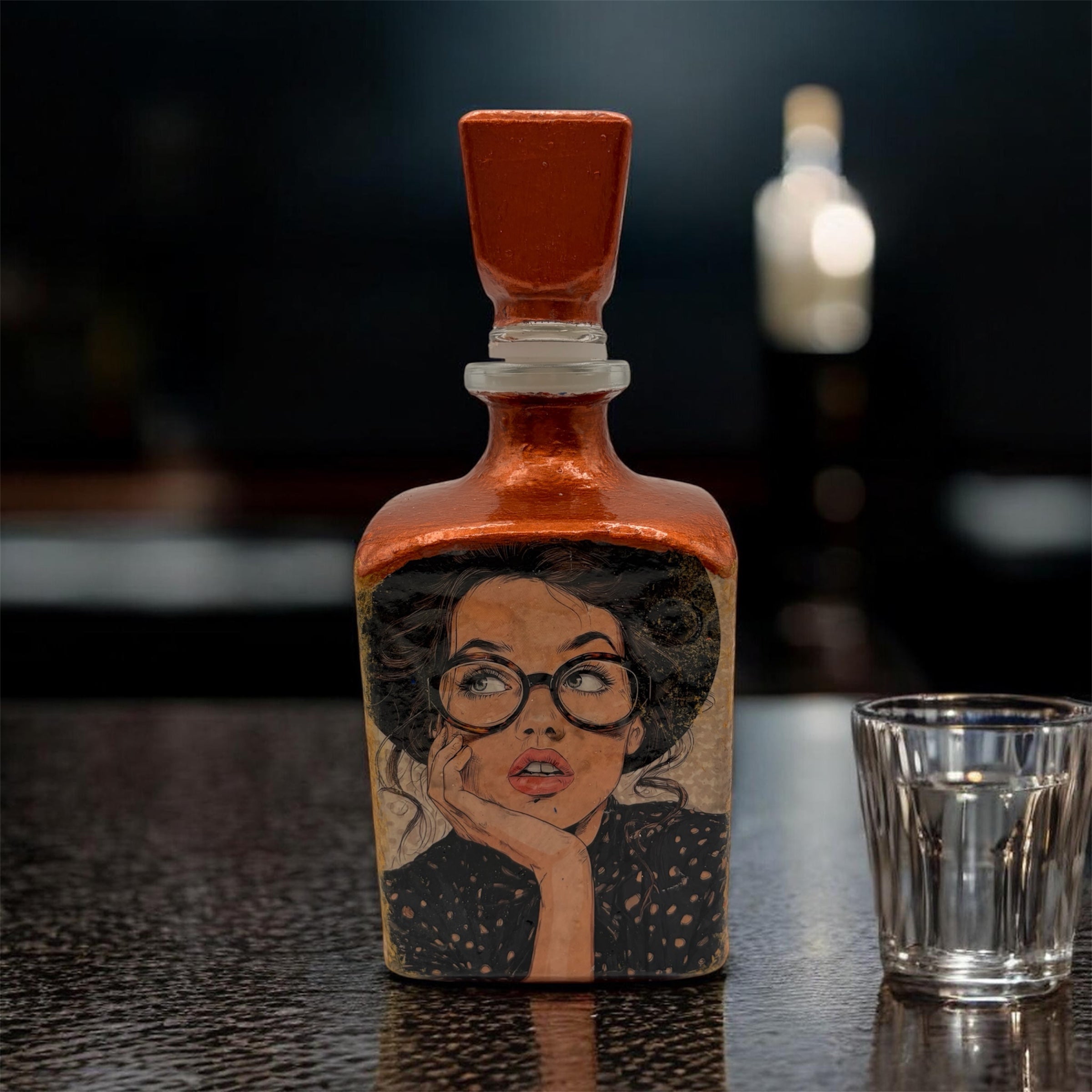 Diva Collectable Bottle: Copper Retro Women Refillable Bar Decor