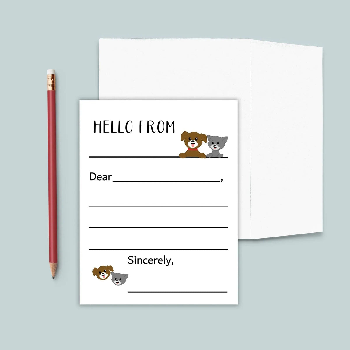 Cat and Dog - Lined Note Cards - The Note House