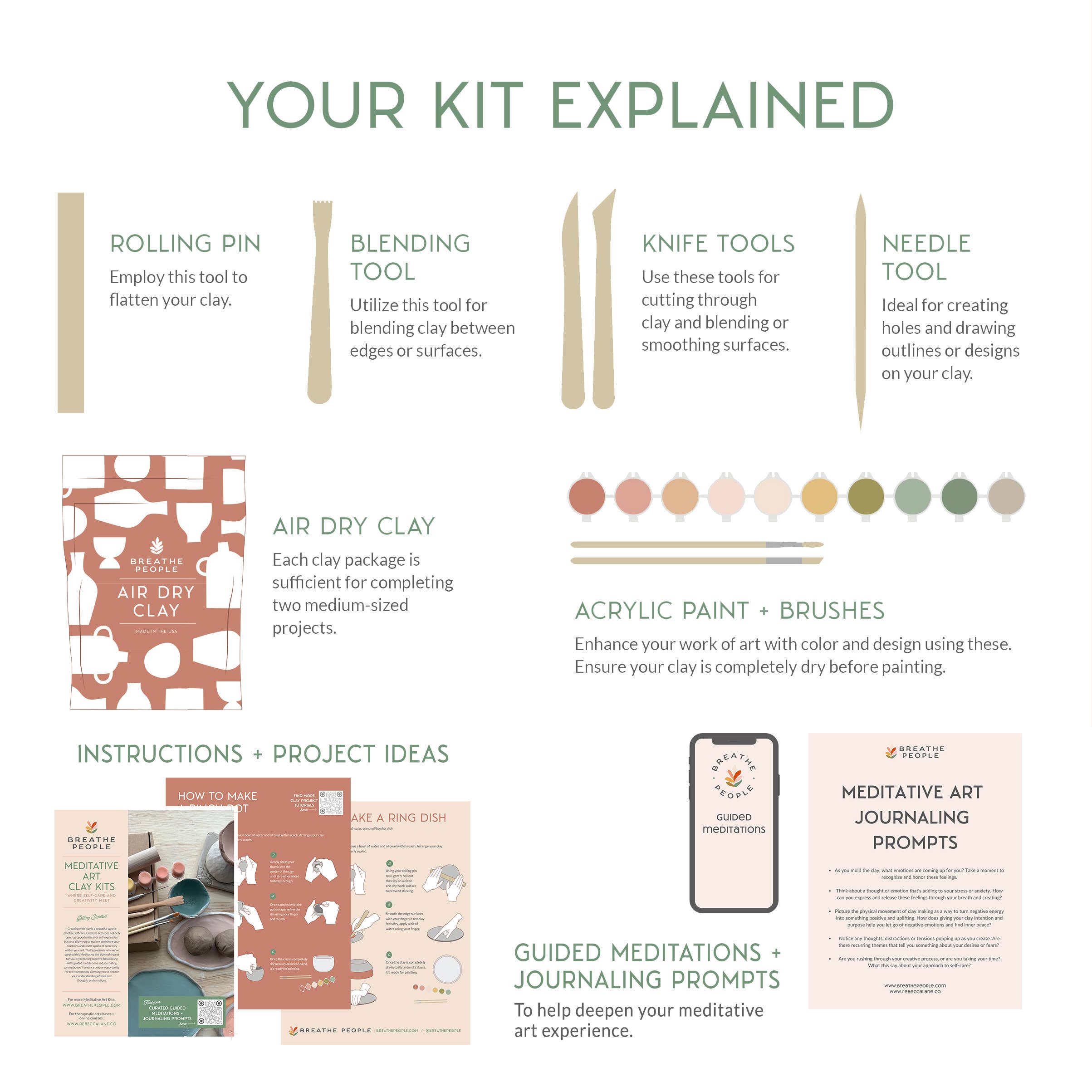 Breathe People - Meditative Art Clay Kit + Self-Care Meditations and Projects