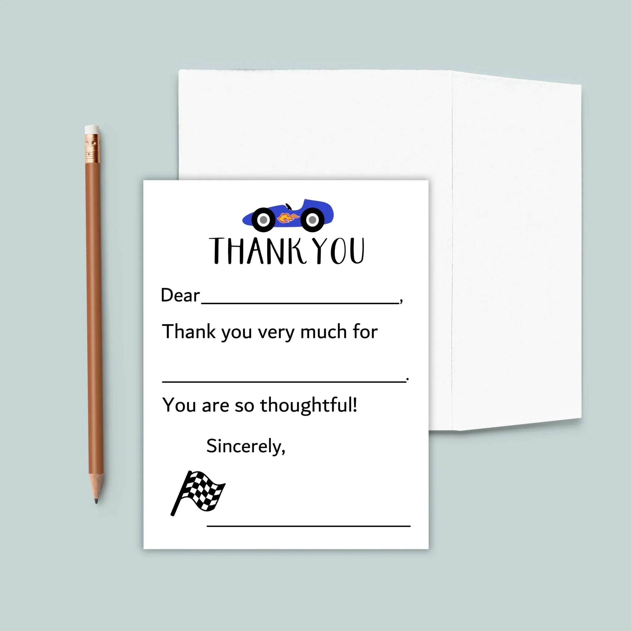 Race Car - Fill-in Thank You Notes - The Note House