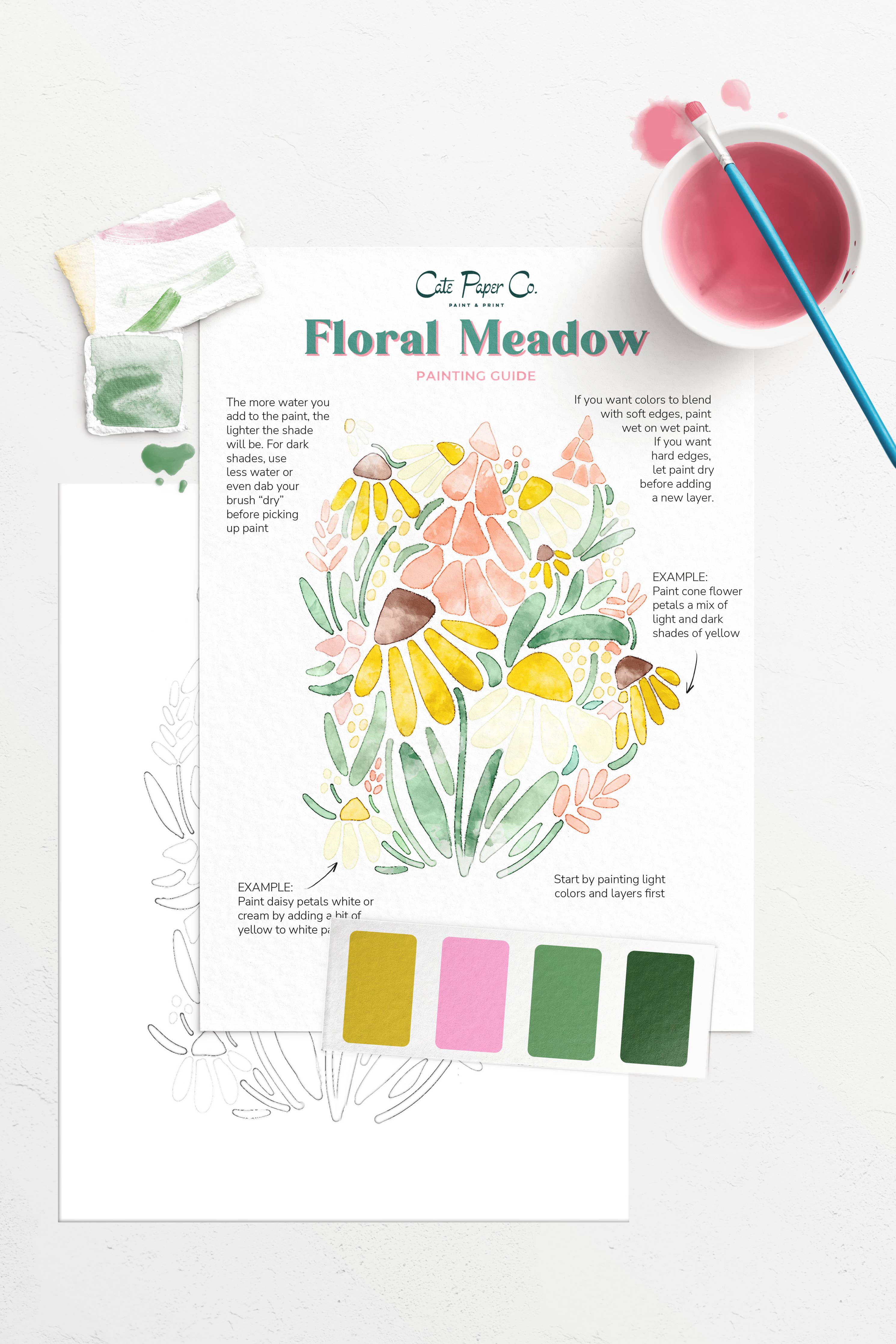 Floral Meadows watercolor painting kit