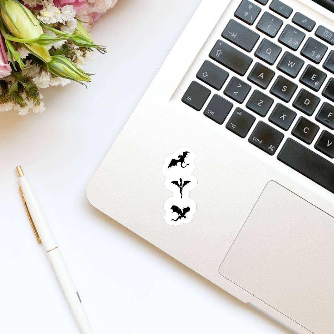 Black Flying Dragons Sticker | Fantasy Dragon Reader Sticker