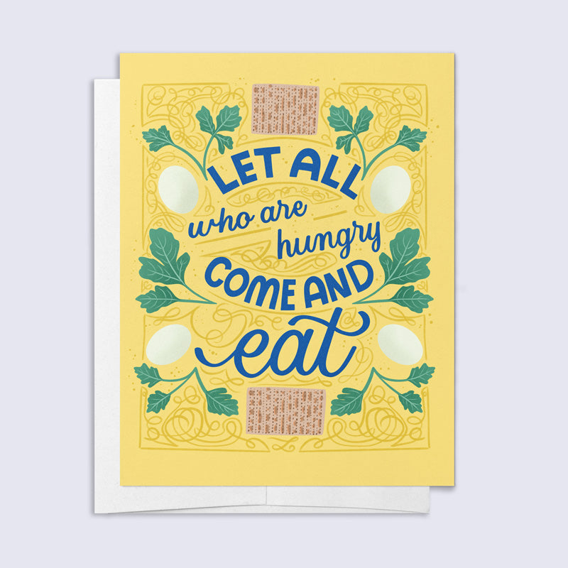 Yellow card with blue text &