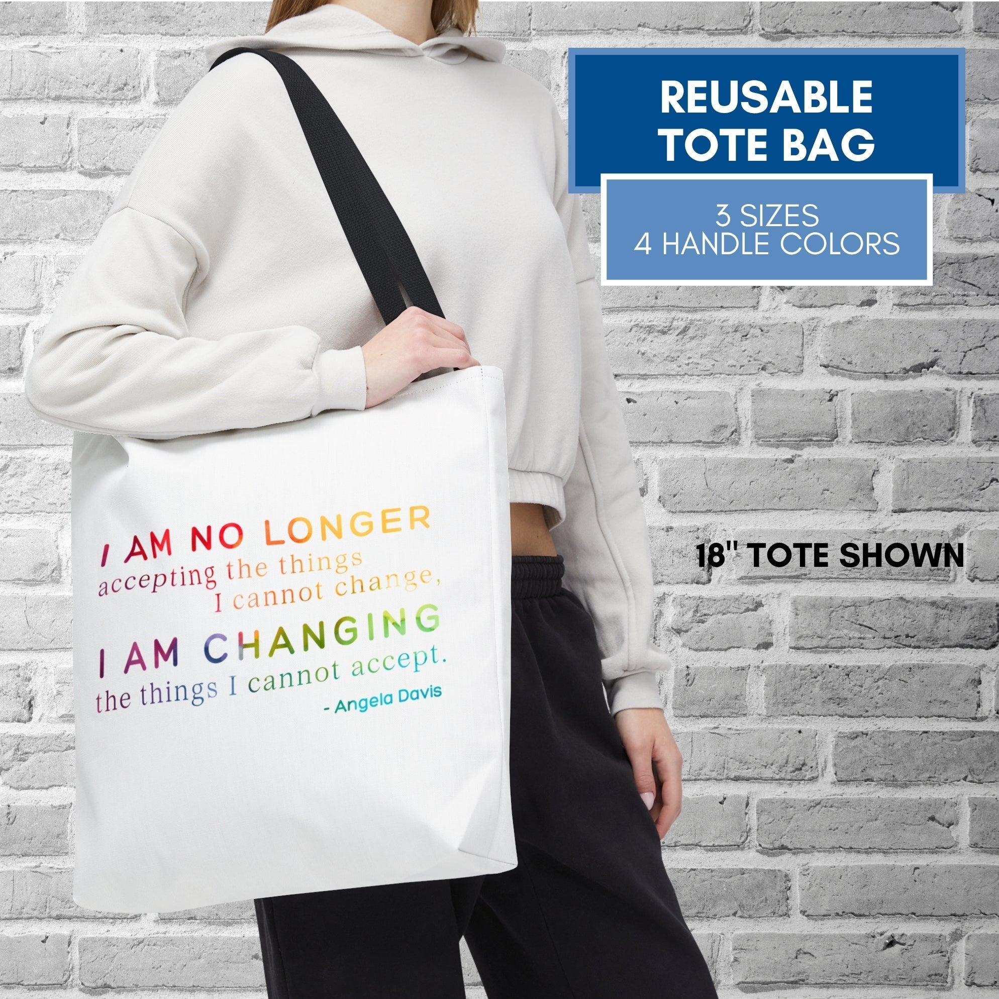 angela-davis-quote-tote-political-activist-carry-all-i-am-no-longer-accepting-i-am-changing-market-library-grocery-book-bag