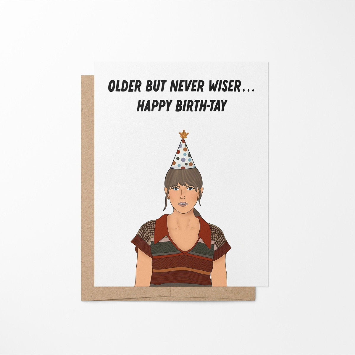 Anti-hero birthday card with A2 kraft envelope — blank inside illustrated birthday card by indie artist MangoIllustrated