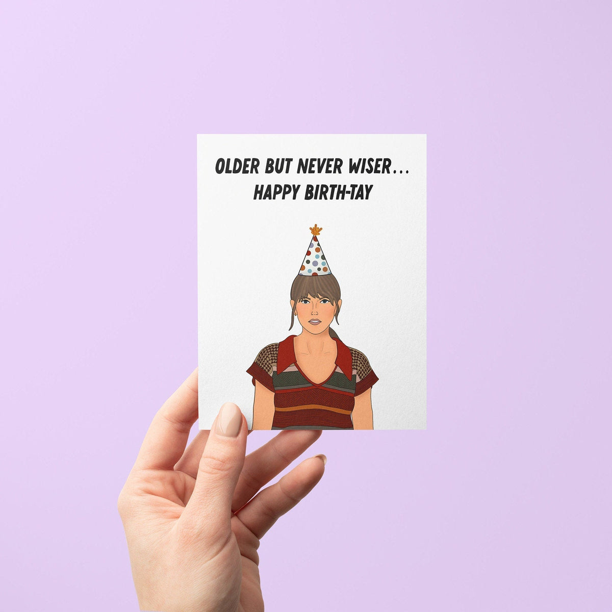 Anti-hero birthday card flat lay — funny hand lettered birthday card for a best friend by indie artist MangoIllustrated
