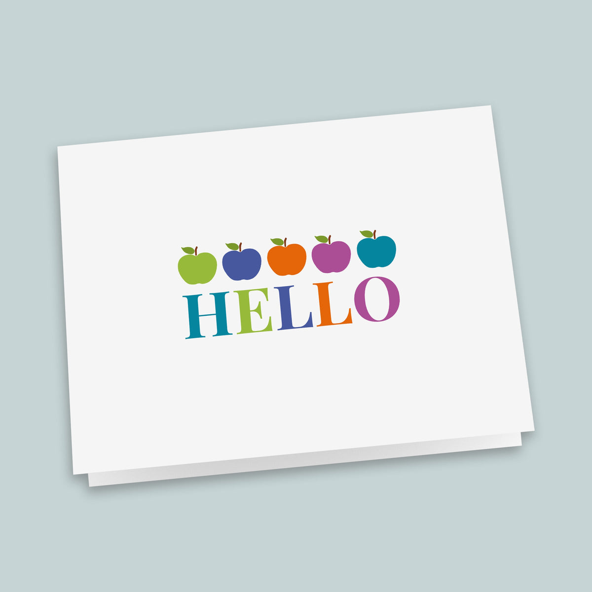 Teacher Hello Folded Note Cards, Colorful Apples - Box of 8