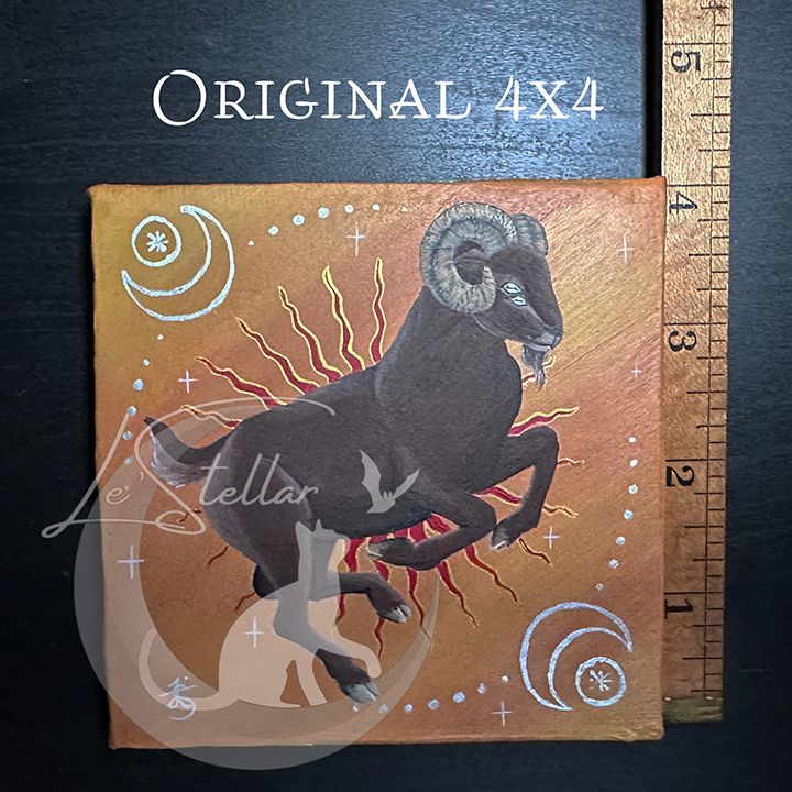 Aries Ram Zodiac Print with Celestial Elements