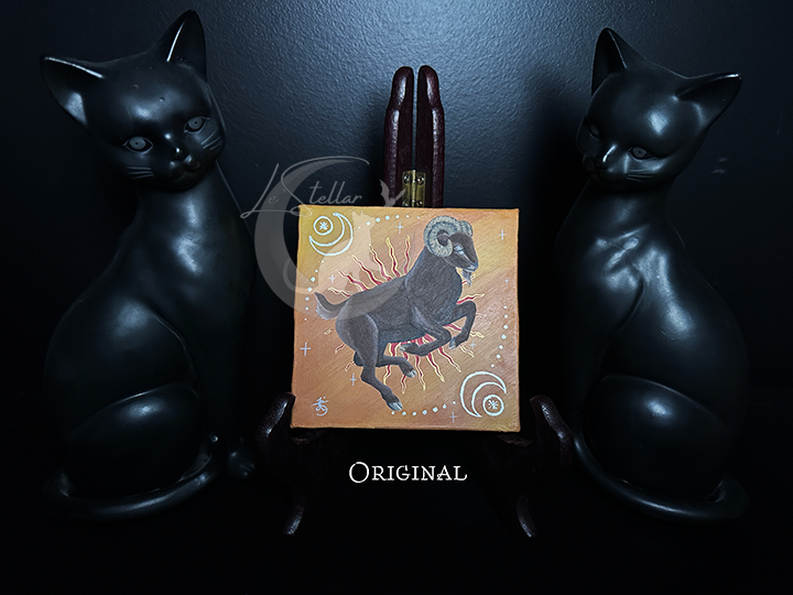 Aries Ram Zodiac Print with Celestial Elements