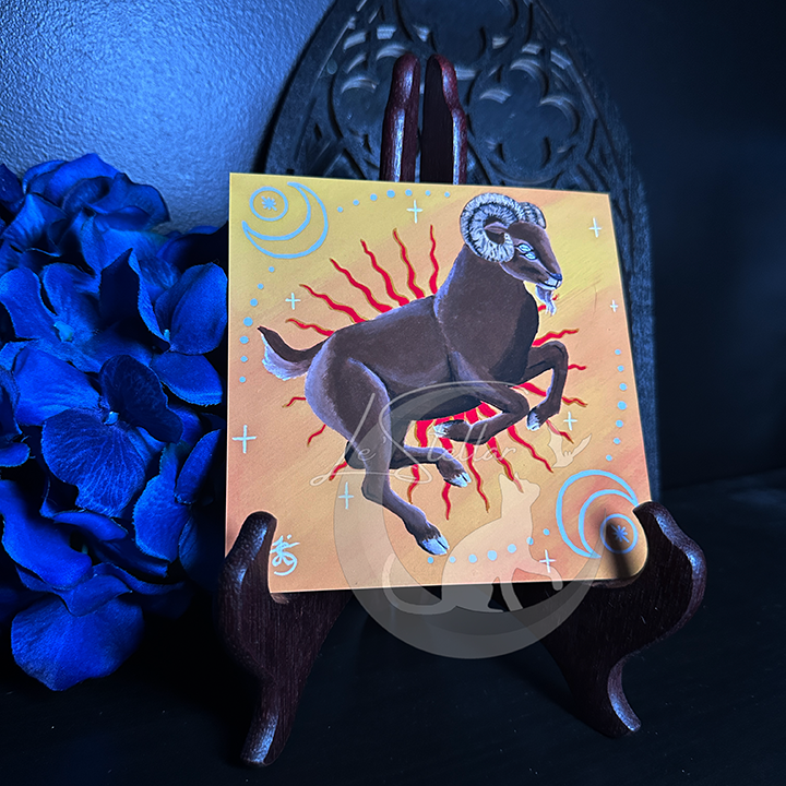 Aries Ram Zodiac Print with Celestial Elements