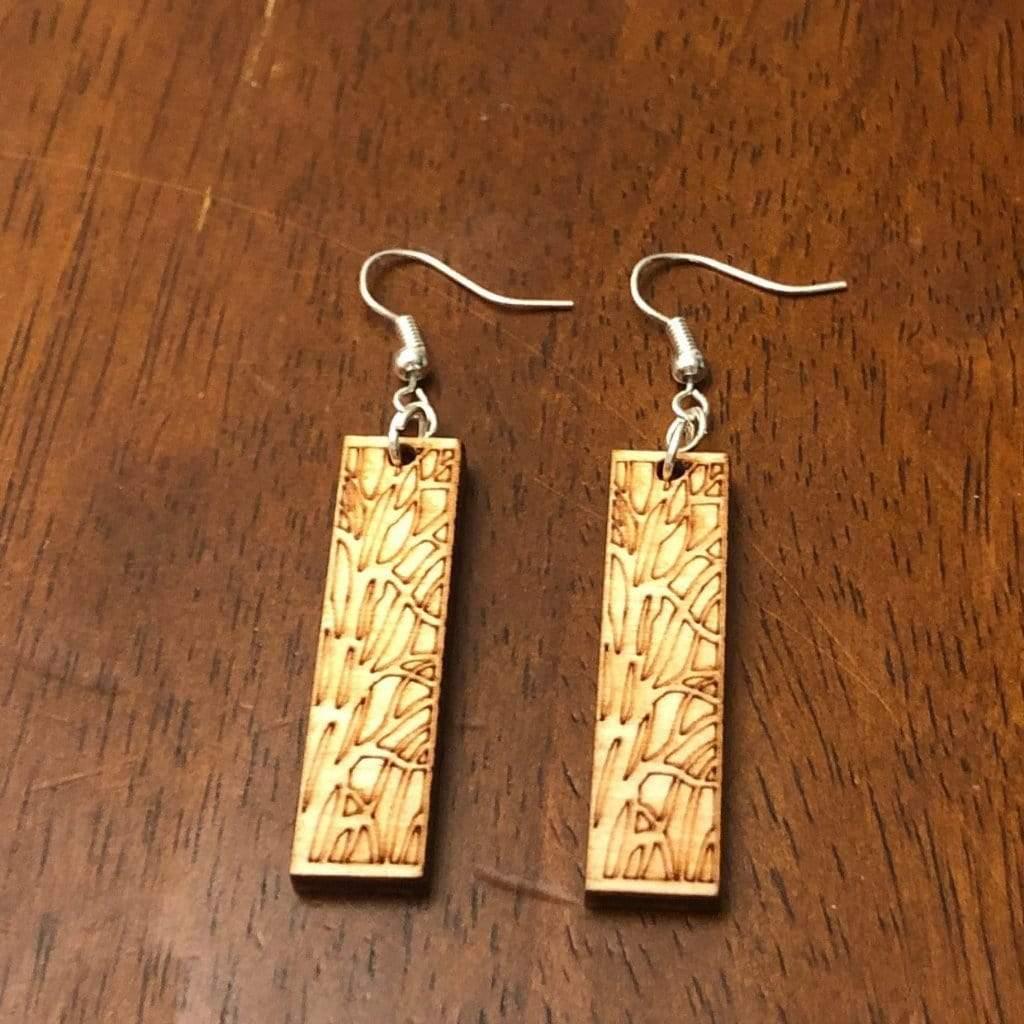 Art Nouveau Tree Bar Wooden Dangle Earrings - - Cate&