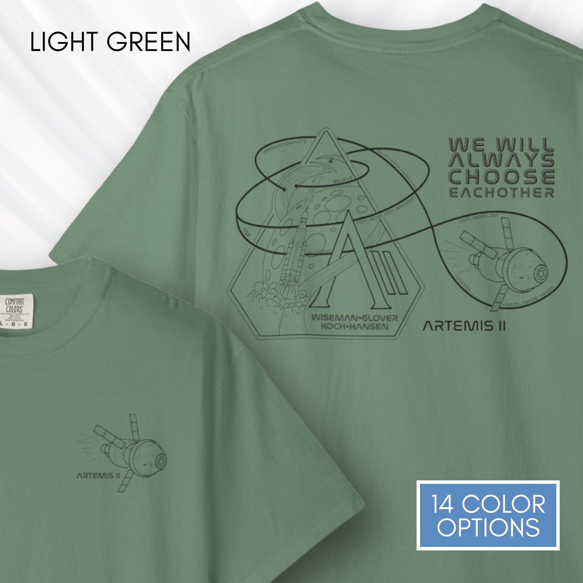 artemis-ii-mission-nasa-inspired-unisex-graphic-tee-space-lover-tshirt-hand-drawn-art-comfort-colors-light-green