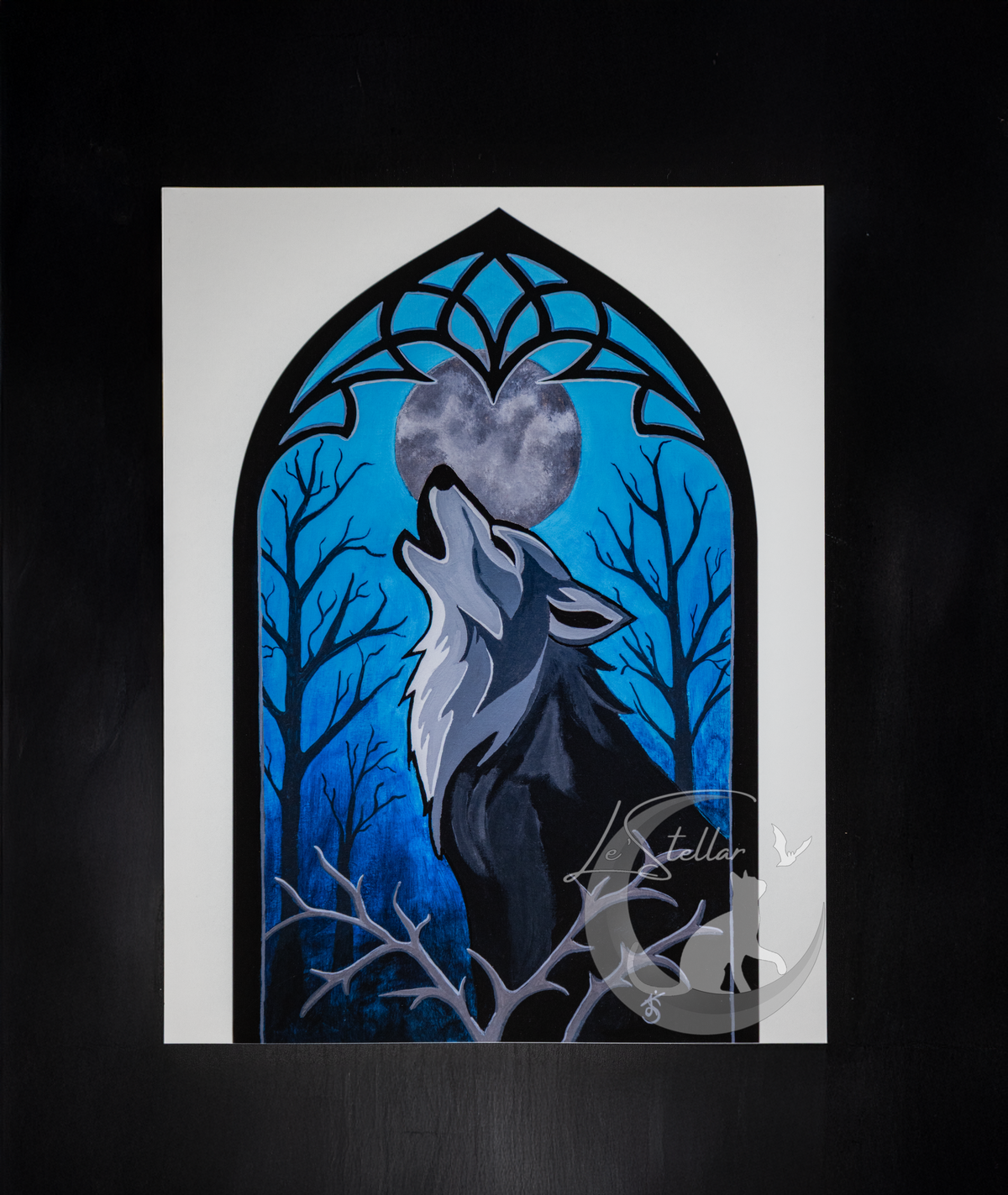 Wolf under a Full moon Print