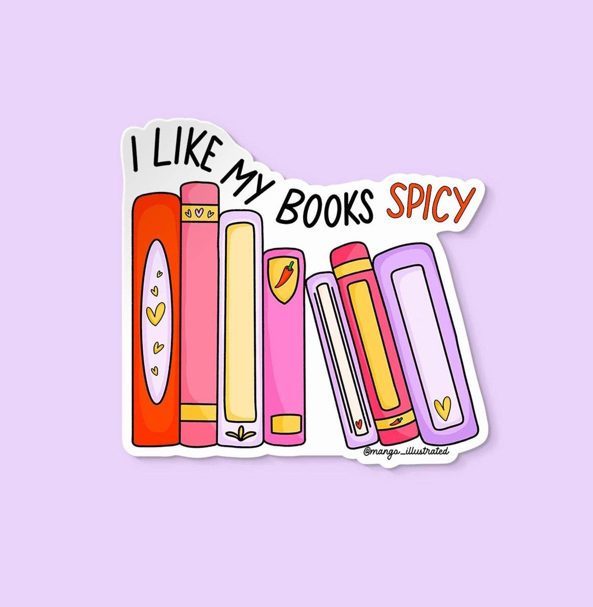 Sticker with colorful books and text &