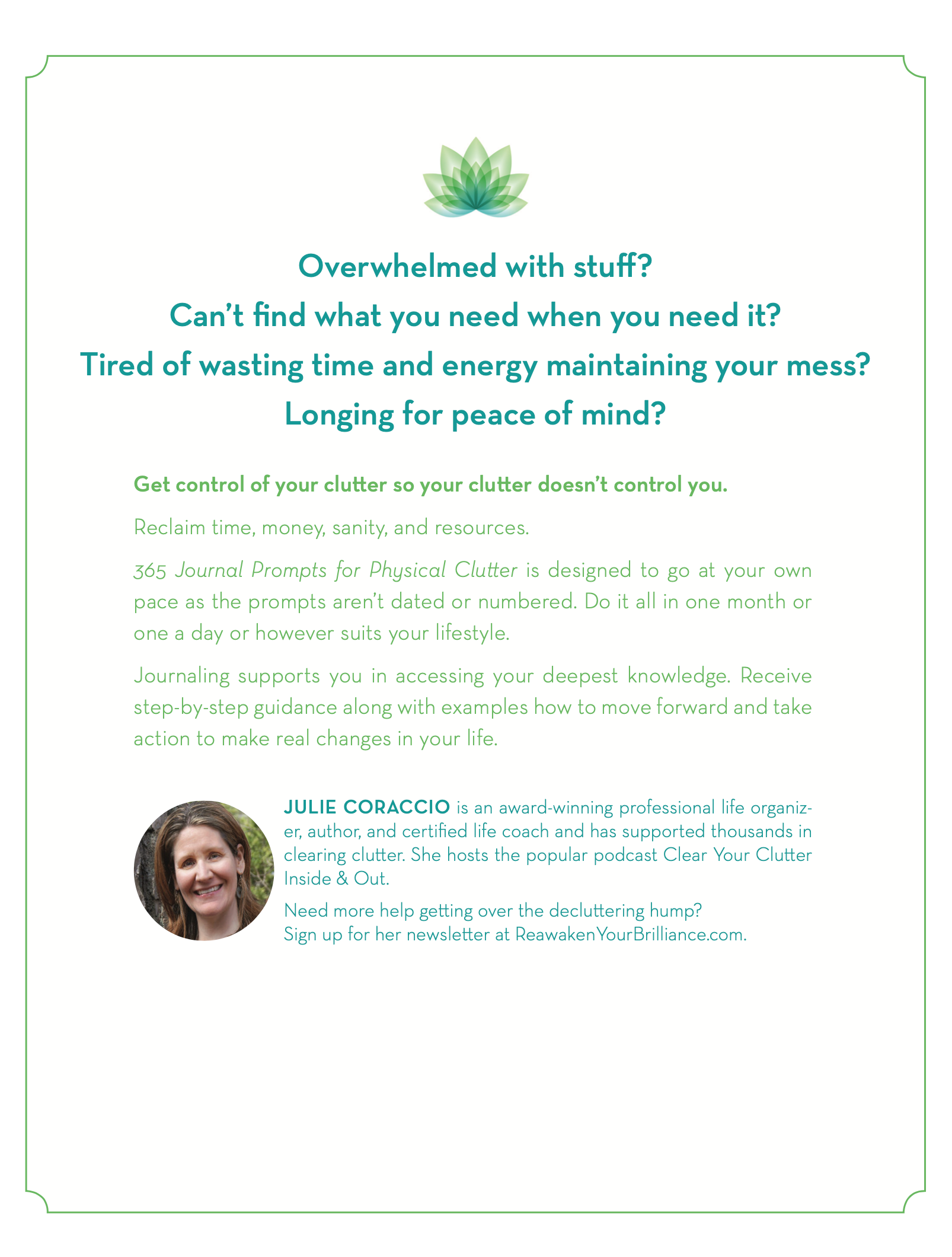 Clearing Physical Clutter Book – 365 Journal Prompts to Declutter Your Stuff & Reclaim Your Space