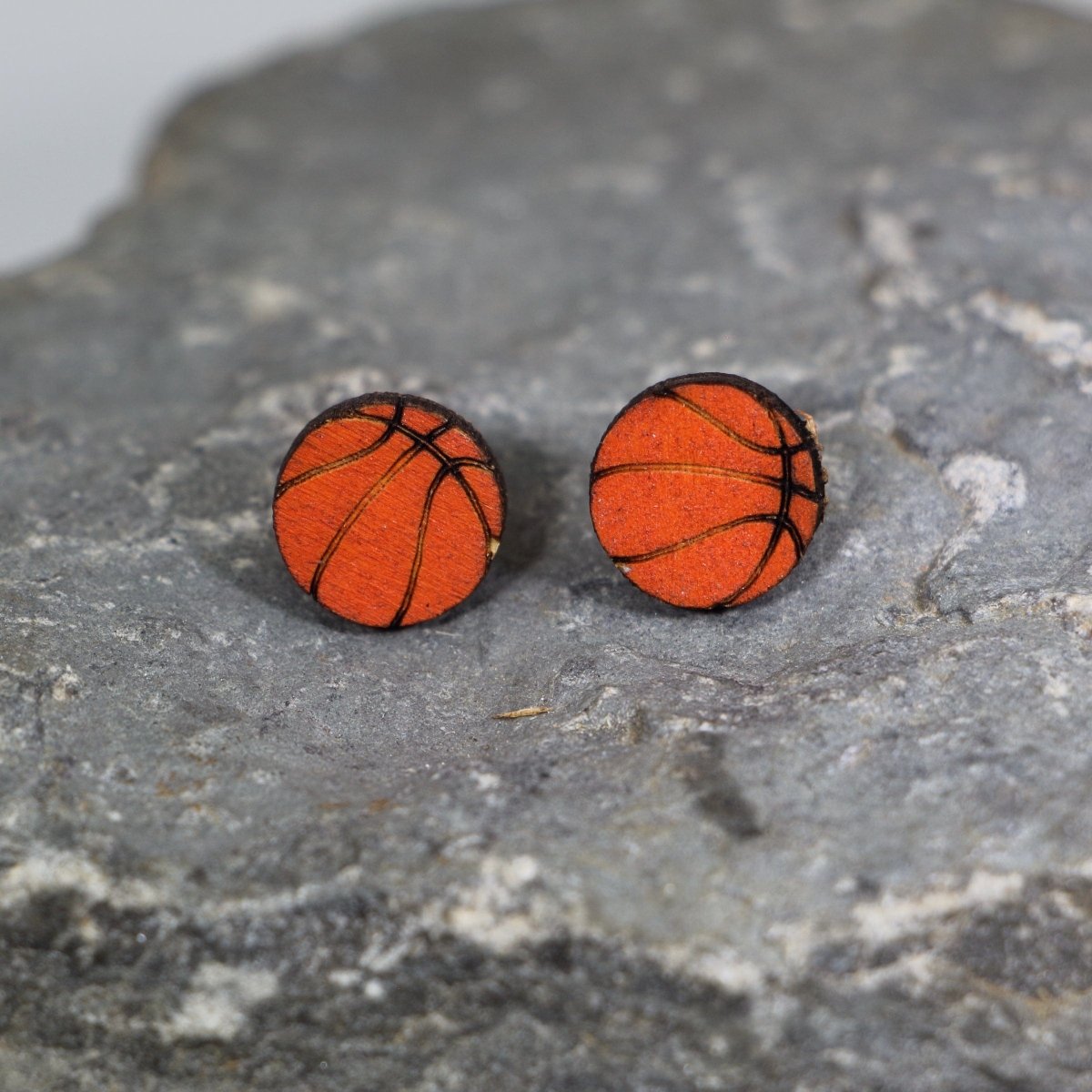 Basketball Wooden Dangle Earrings - Studs - Cate&