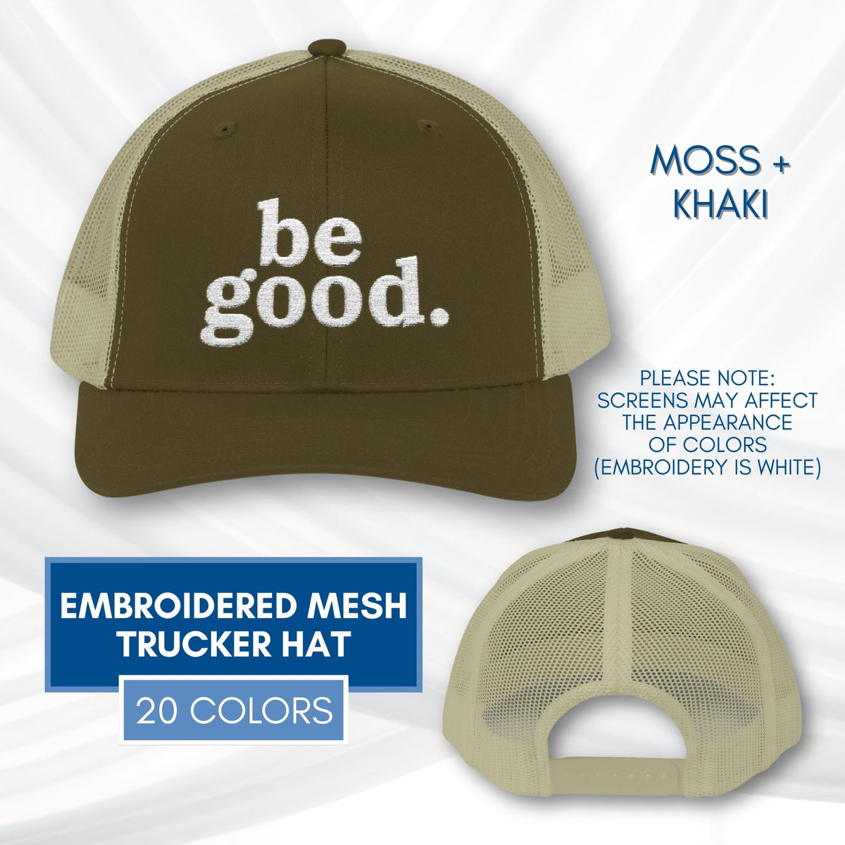 be-good-embroidered-mesh-trucker-hat-activist-apparel-embroidery-baseball-cap-lid-moss-khaki