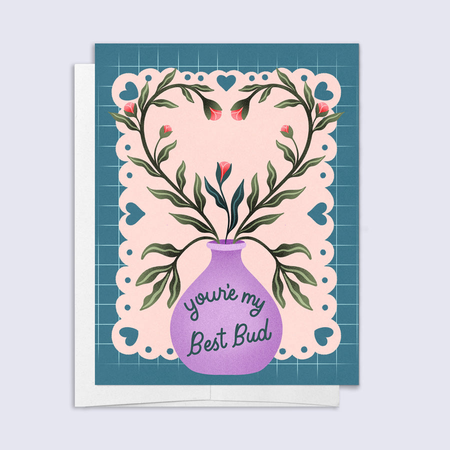 Greeting card with floral design and &