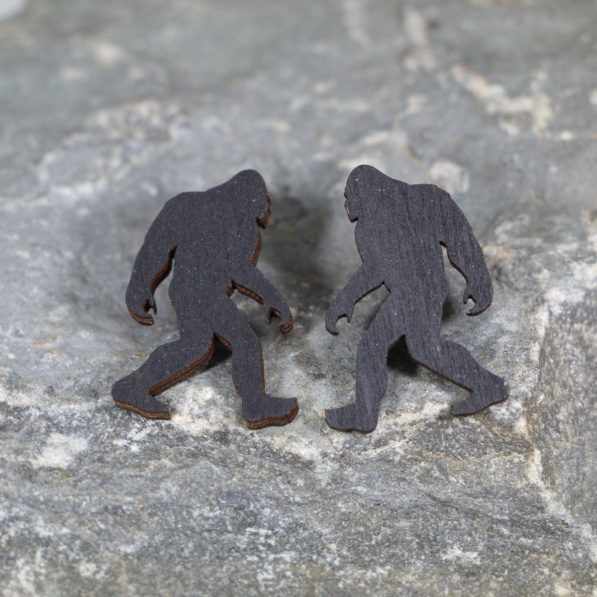 Bigfoot Wooden Dangle Earrings - Studs - Cate&