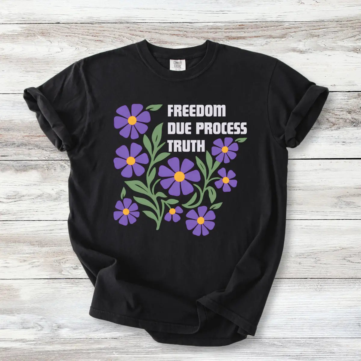Subtle FDT, Freedom Due Process Floral T-Shirt, Constitutional Rights Tee