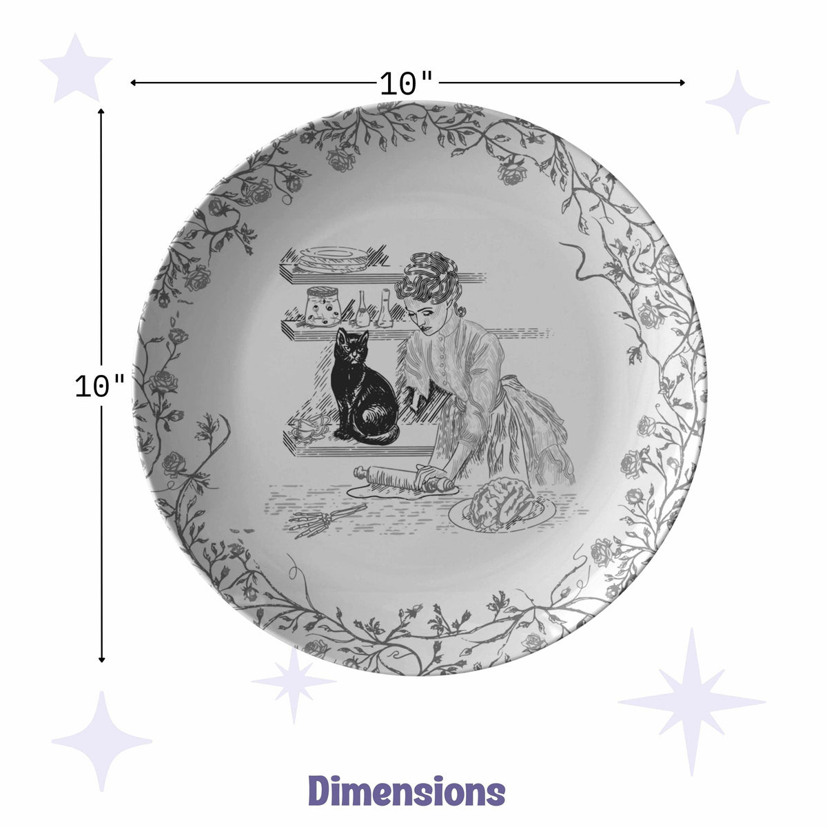 Domestic Zombie Baking Brain Pie Plate, Black and White