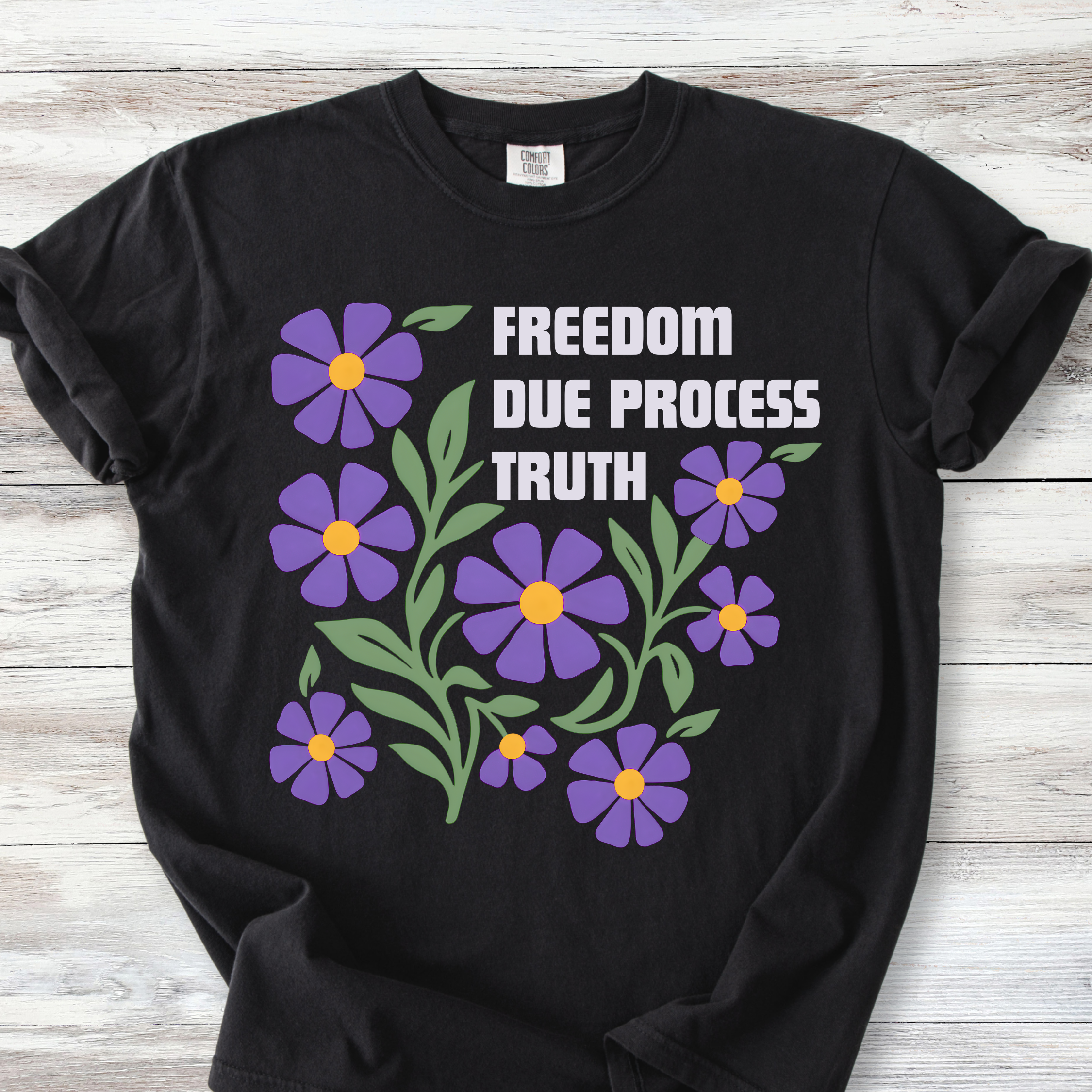 Subtle FDT, Freedom Due Process Floral T-Shirt, Constitutional Rights Tee