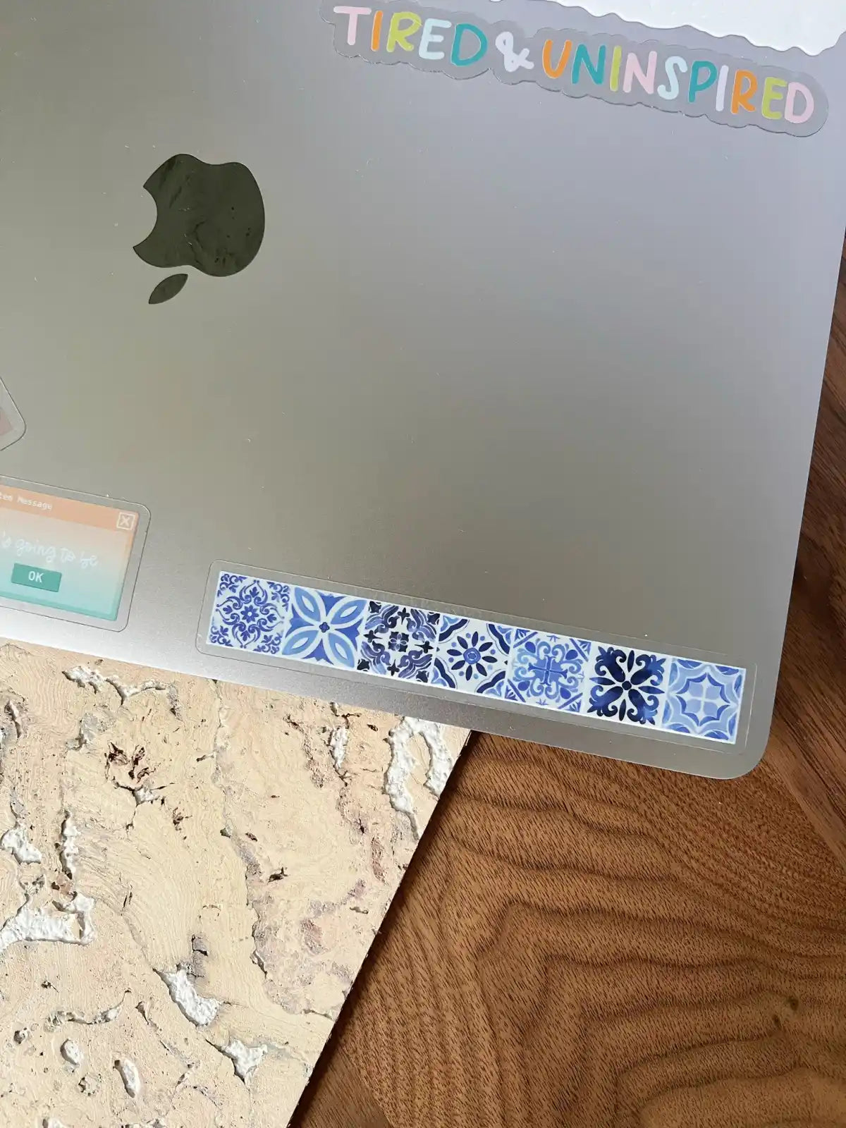 Blue and white tile row sticker