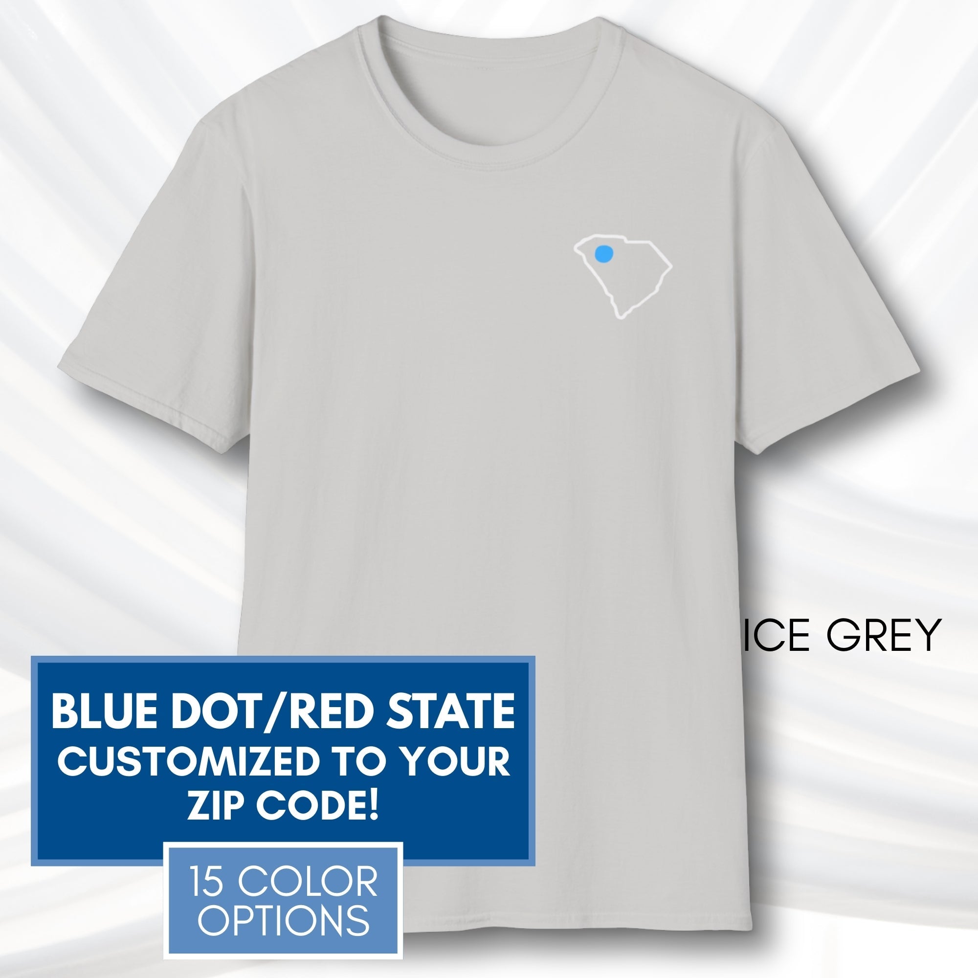 blue-dot-red-state-custom-unisex-tee-shirt-tshirt-democratic-activist-apparel-ice-grey