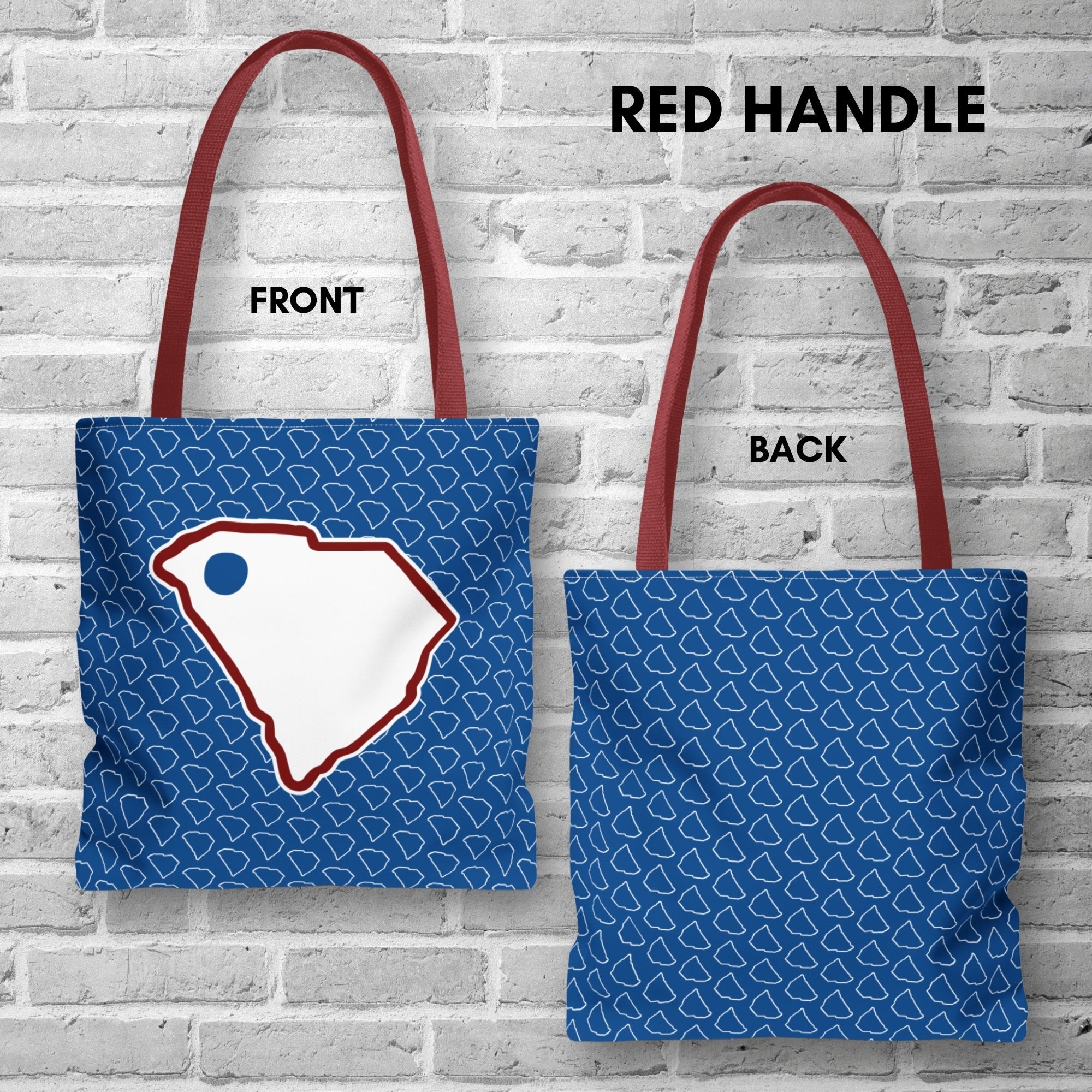 blue-dot-red-state-personalized-tote-bag-custom-location-democratic-reusable-bag-activist-gift-liberal-tote-progressive-carry-all-red-handle