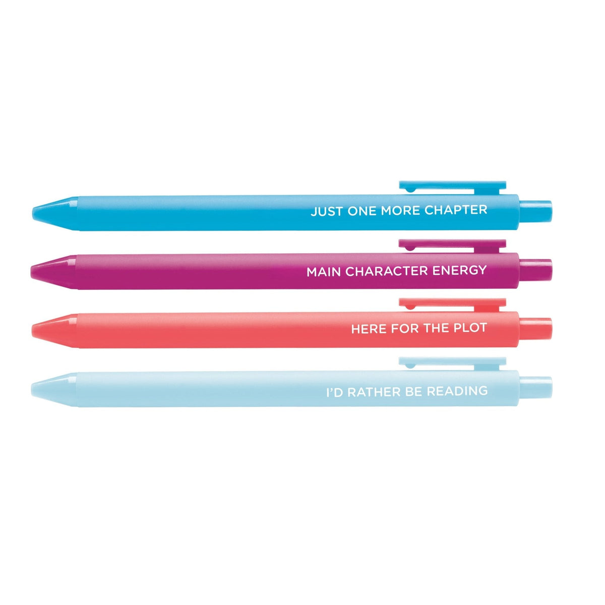 Book Lover pen set flat lay — gel pen set for readers and BookTok fans by indie artist MangoIllustrated