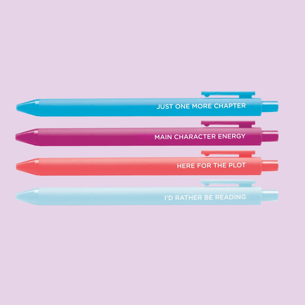 Book Lover pen set detail — Here for the Plot and I&