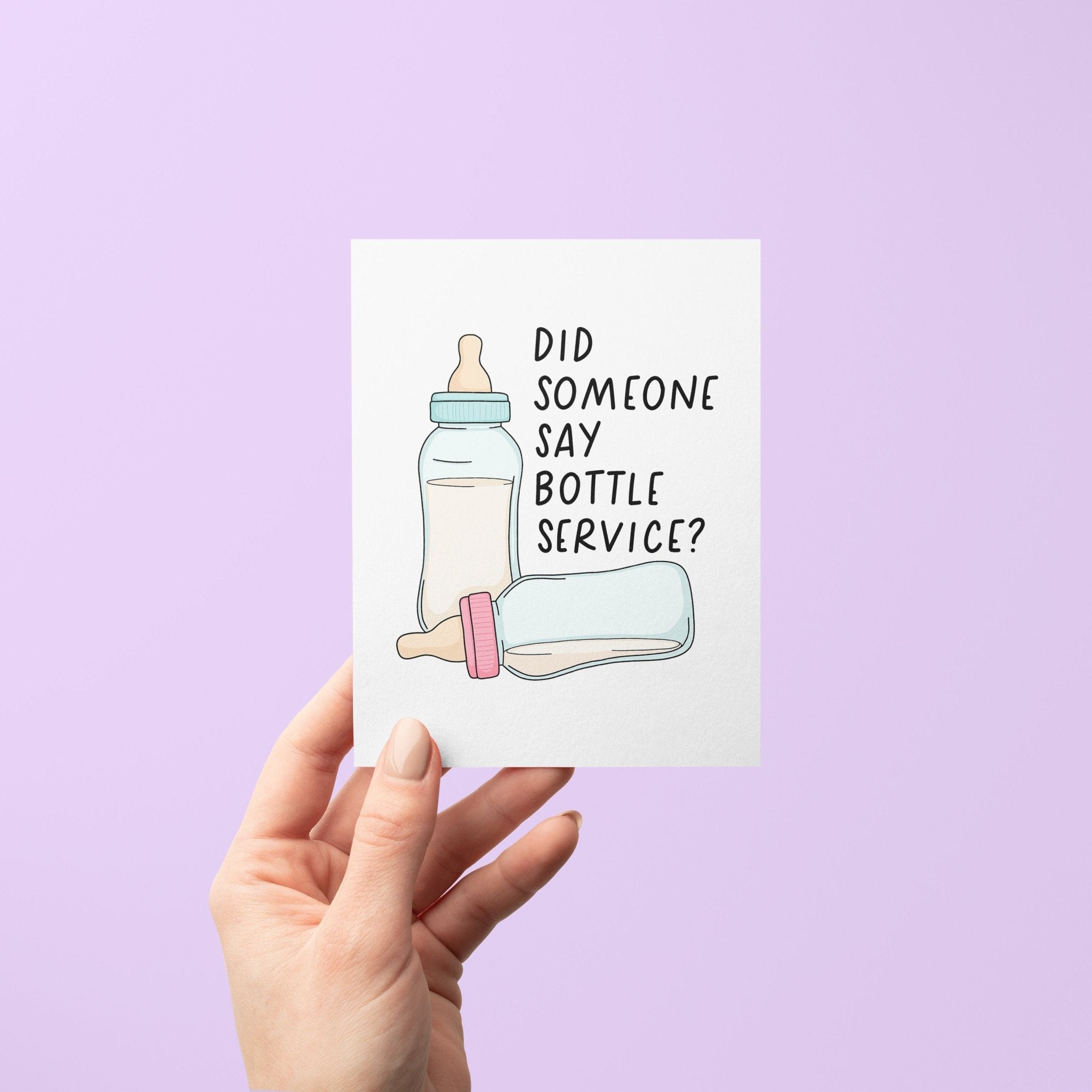 Bottle service new baby card - MangoIllustrated - Greeting Cards