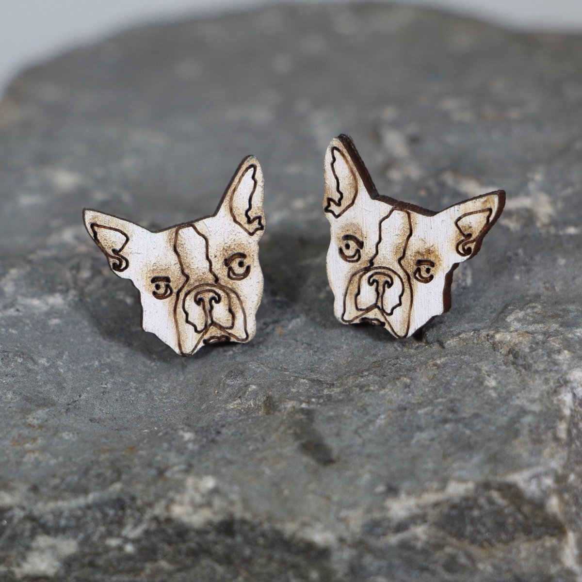 Boxer Wooden Earrings - - Cate&