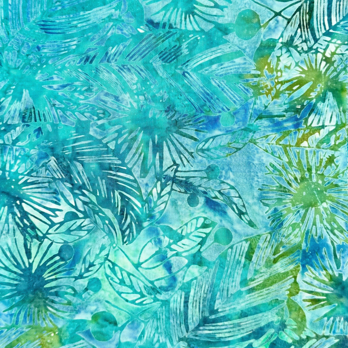 Cocktail Napkins - 100% Cotton - Set of 6 - Batik Blue/Green Leaves