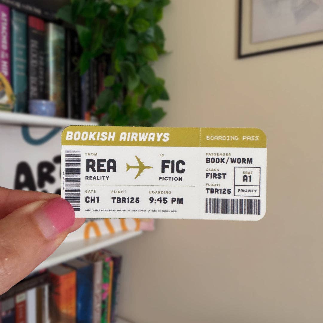 Reality to Fiction Boarding Pass Sticker | Bookish Travel Vinyl Sticker
