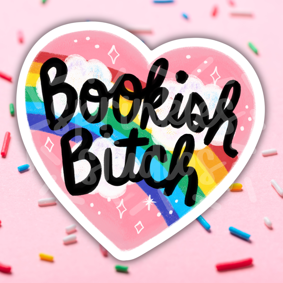 Heart-shaped sticker with &
