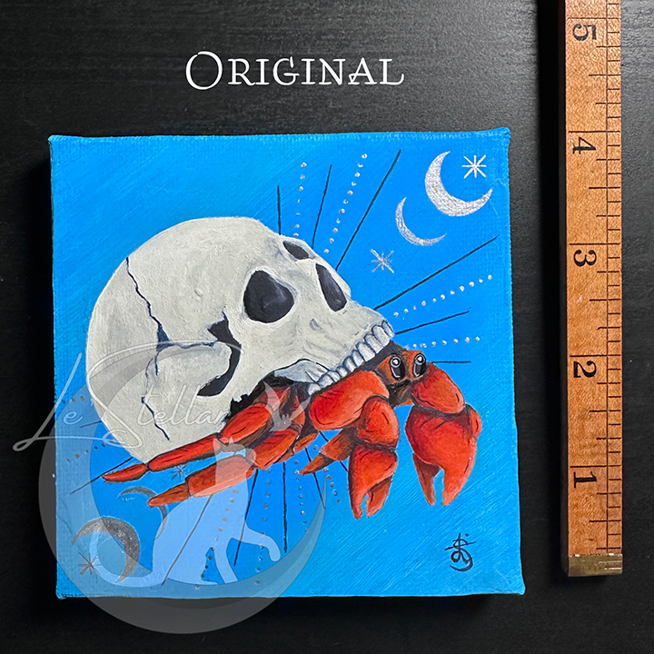 Hermit Crab Cancer Sign Zodiac Print with Celestial Accents, Zodiac series