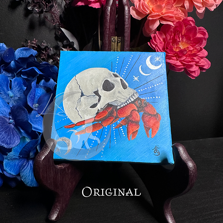 Hermit Crab Cancer Sign Zodiac Print with Celestial Accents, Zodiac series