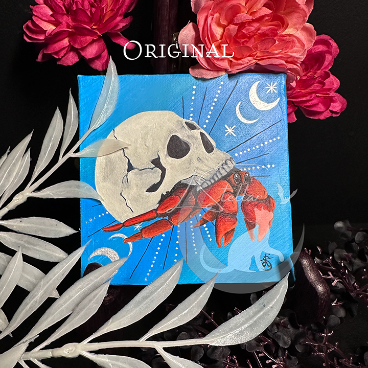 Hermit Crab Cancer Sign Zodiac Print with Celestial Accents, Zodiac series