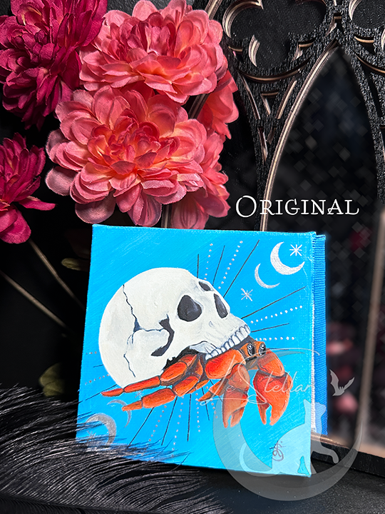 Hermit Crab Cancer Sign Zodiac Print with Celestial Accents, Zodiac series