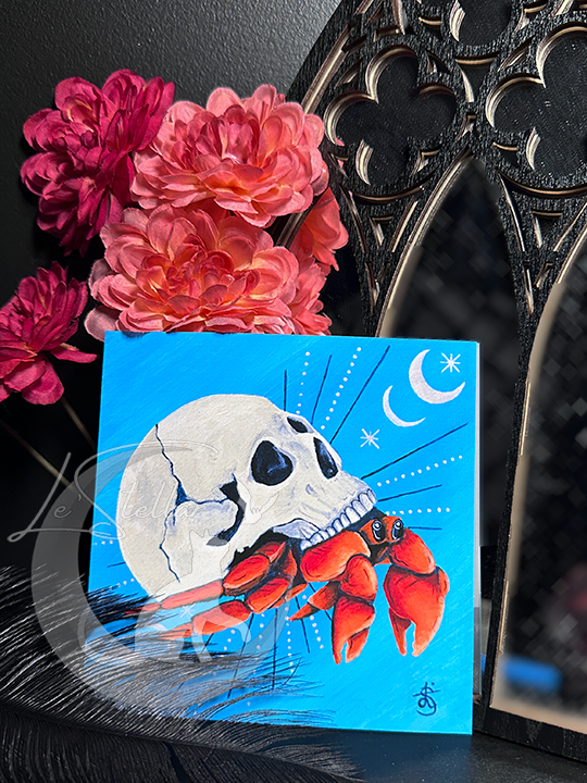 Hermit Crab Cancer Sign Zodiac Print with Celestial Accents, Zodiac series
