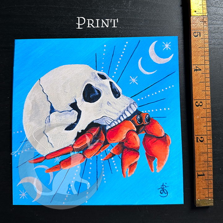 Hermit Crab Cancer Sign Zodiac Print with Celestial Accents, Zodiac series