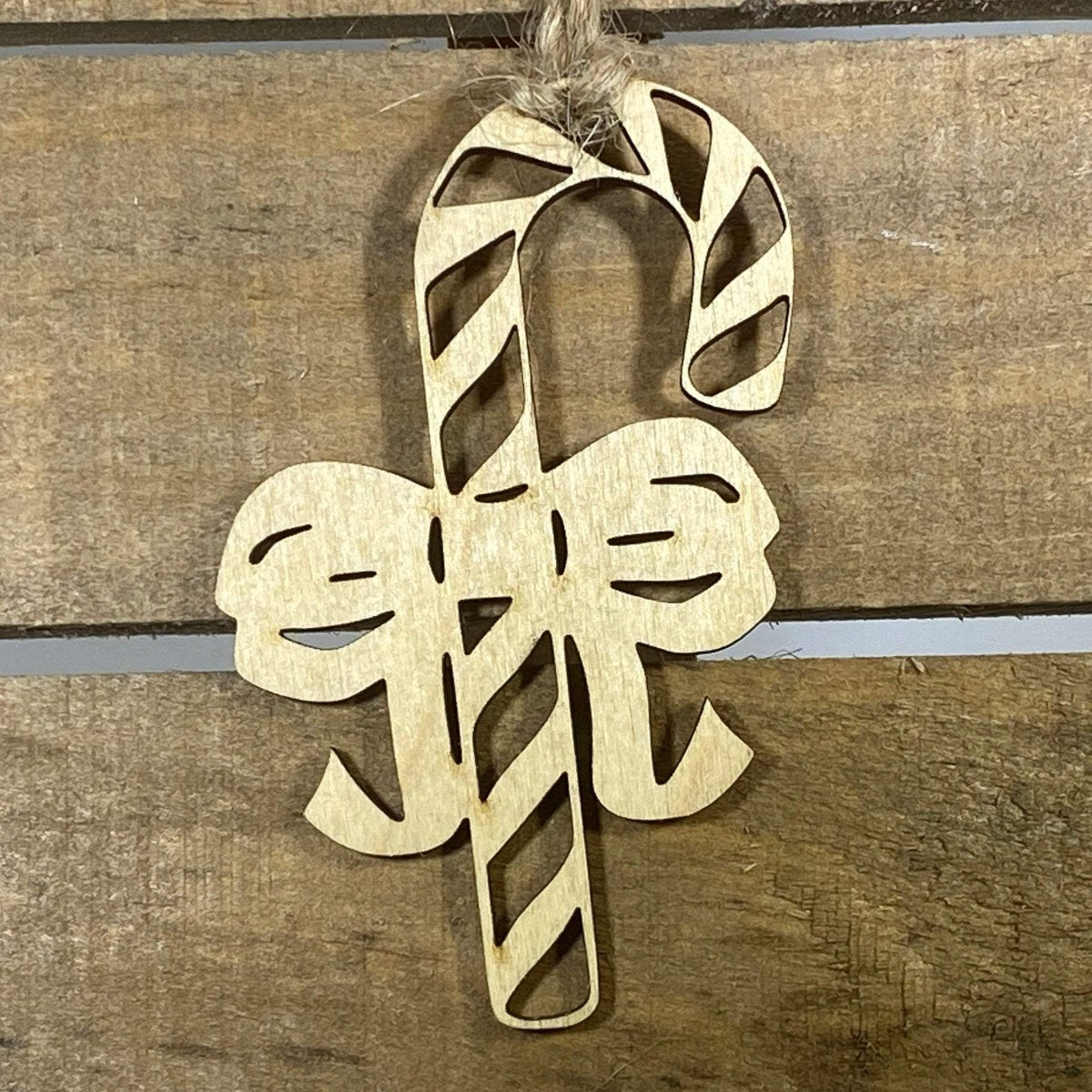Candy Cane Wooden Ornaments - Natural - Cate&