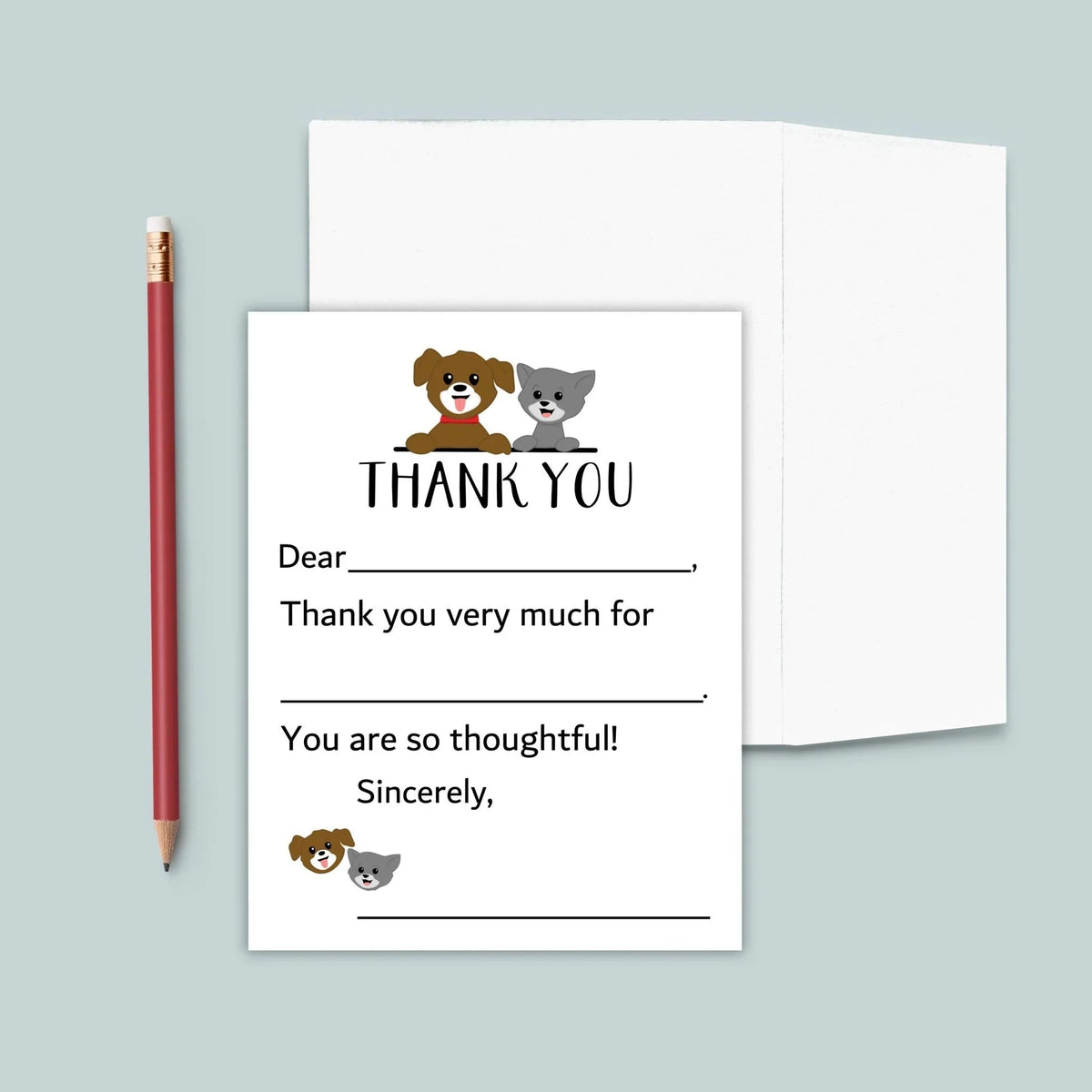 Cat and Dog - Fill-in Thank You Notes - The Note House