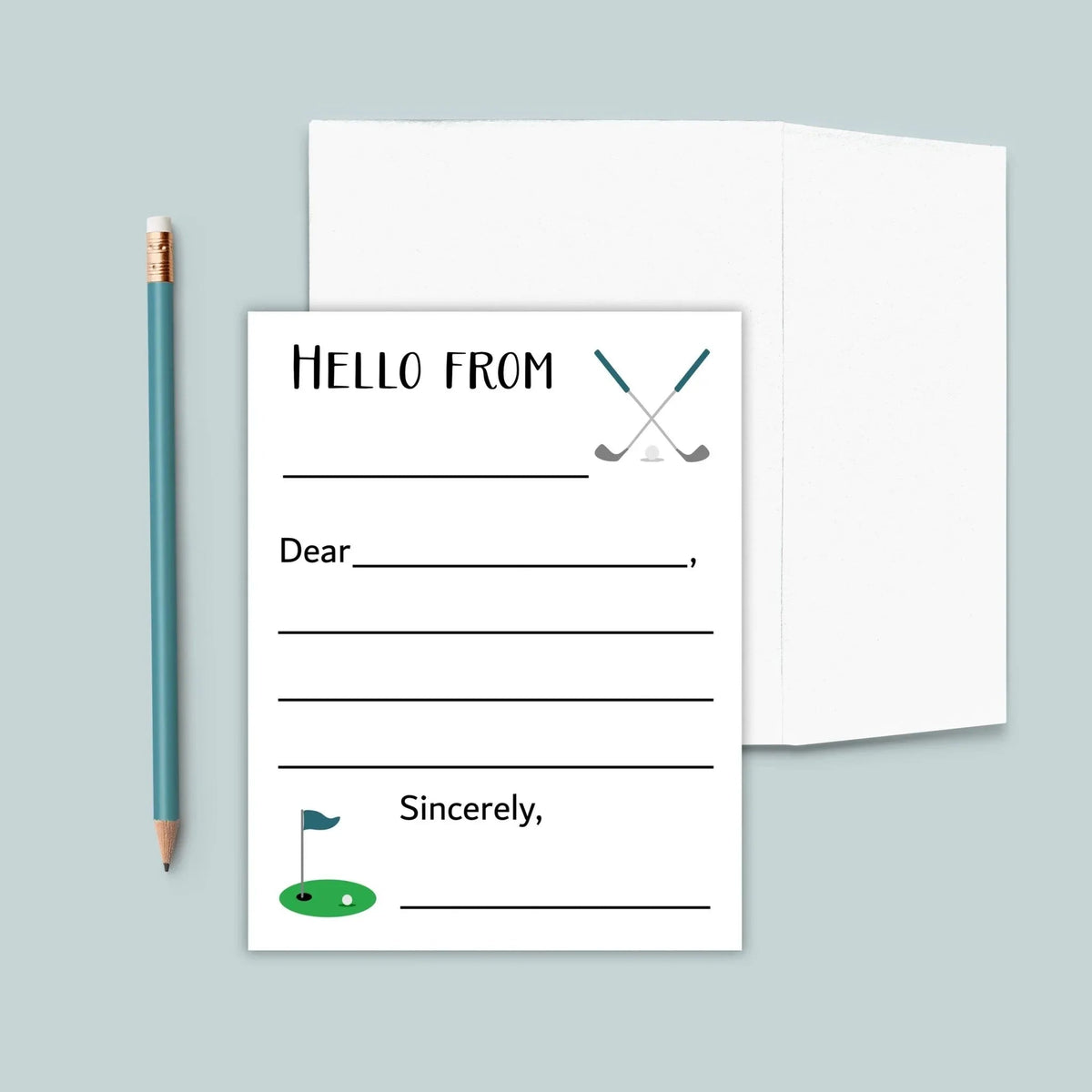 Golf (Blue) - Lined Note Cards - The Note House